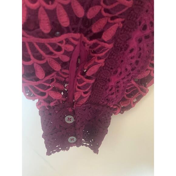 SUNDANCE Women’s Linnea Crochet Red Plum Top Small Western Delicate Intricate - Picture 11 of 14